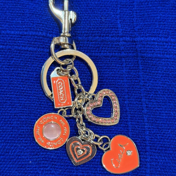Orange and Gold Heart Charm Keychain. Charm says “Coach” - Picture 5 of 7